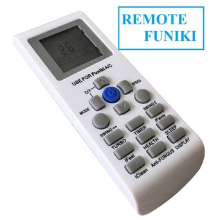 Điều khiển điều hoà Funiki nút nguồn phím xanh tròn - Remote máy lạnh Funiki loại tốt bảo hành mới và tặng pin