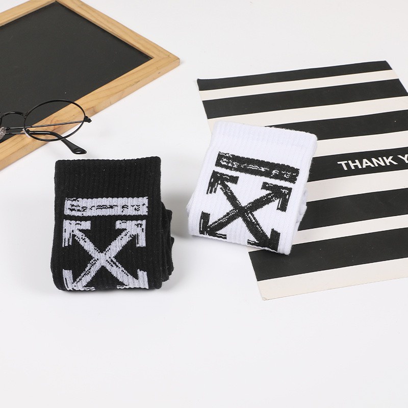 Tất cổ cao nam nữ vớ sneaker 1X off white bắp chân cotton kháng khuẩn MRSOCKS VC039