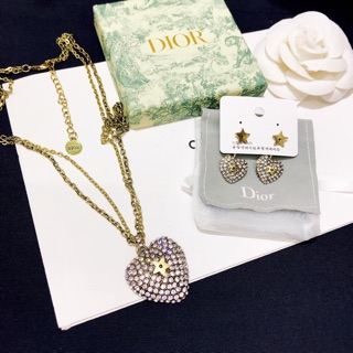 Set khuyên tai và choker jadior tim