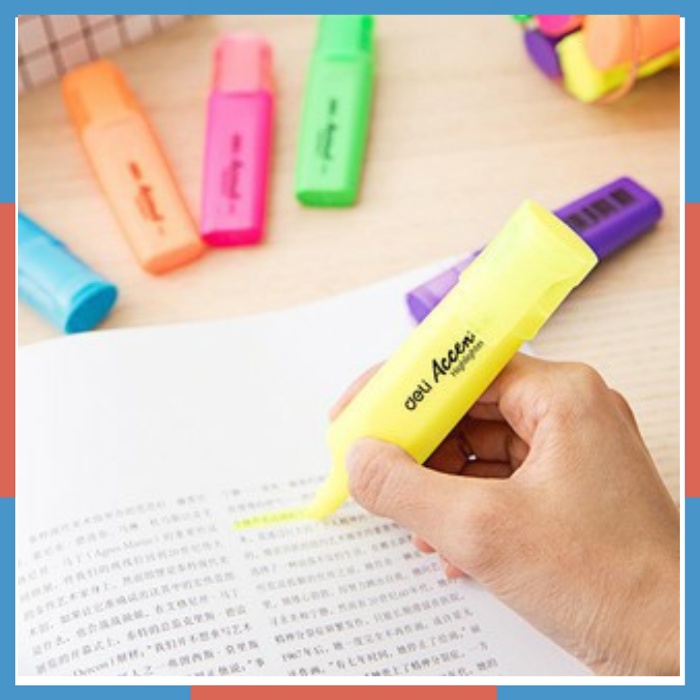 Bút Nhớ Dòng Highlight - Bút Dấu Dòng Deli S621- Hồng, Xanh lá, Vàng, Cam, Tím, Xanh Dương