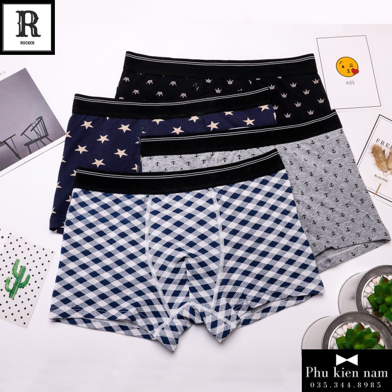 Hộp 4 Quần Lót Nam Boxer Quần Sịp Boxer HOẠT HÌNH S031