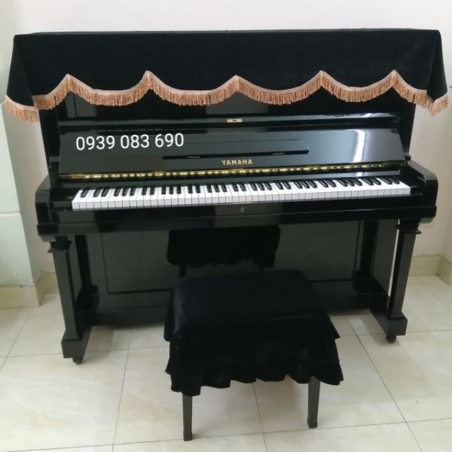 Combo khăn phủ đàn và phủ ghế đàn Piano nhung đen