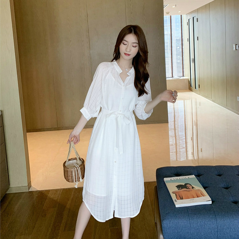 Set đầm Chiffon màu trắng kiểu dáng thanh lịch nữ tính