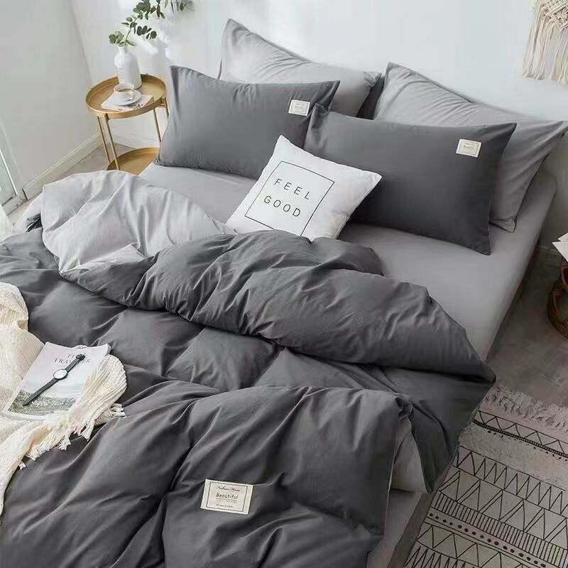 trọn bộ chăn ga cotton tici 1 màu sang trọng. chăn đã trần bông liền ruột ( chăn ga cotton. cotton tici.chăn phao)
