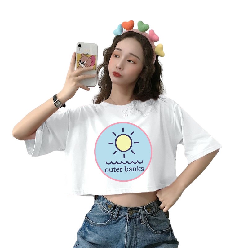 Áo Thun Crotop Form Rộng Tay Ngắn Chất Cotton Mền Mại In Hình Outer Banks Ulzzang Style Hàn Quốc TTT0121