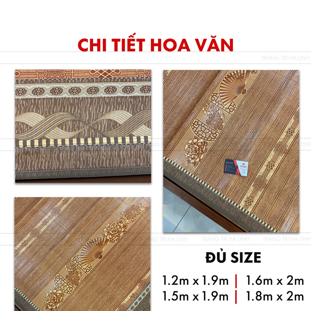 Chiếu trúc tăm vân gỗ điều hòa đế lụa cao cấp , chiếu trúc tre nhập khẩu mát lạnh mùa hè