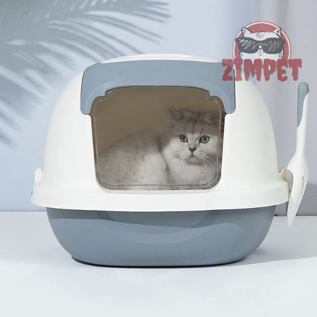 Nhà vệ sinh nắp gập cao cấp cho mèo - Nhà vệ sinh chống văng cát cho mèo - Nhà vệ sinh cho mèo - Zimpet