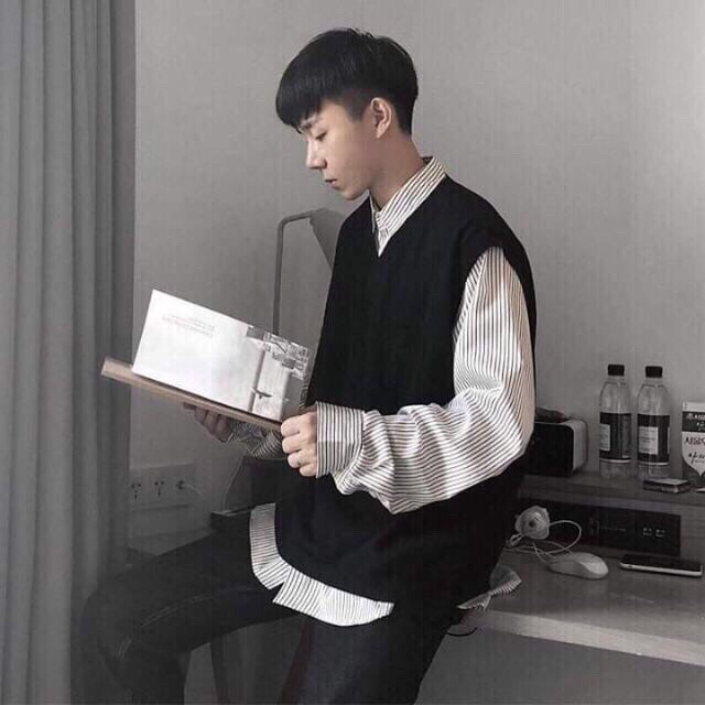 Áo gile đen thu đông unisex nam nữ (ảnh thật)