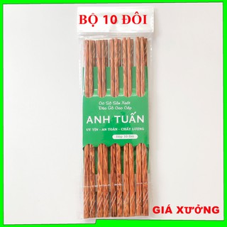 [Freeship] Bộ 10 đôi đũa gỗ Dừa khảm trai cao cấp kháng khuẩn chống mốc