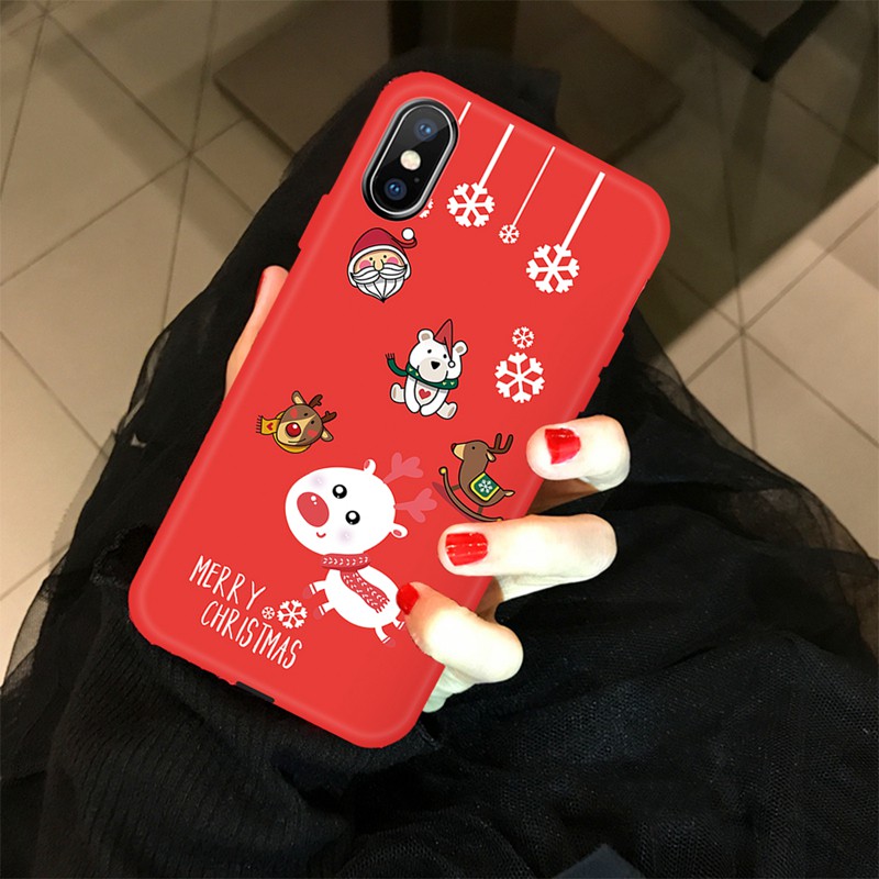 Ốp lưng dẻo silicon hoạt tiết Giáng Sinh cho iPhone 8 7 6 6s Plus XS Max X 10 XR | BigBuy360 - bigbuy360.vn