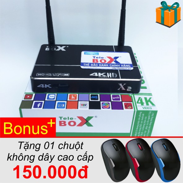 hộp smart box Telebox X2 2018 -Tặng chuột không dây cao cấp