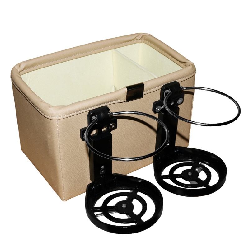 Khay Đựng Cốc Nước Gắn Tay Vịn Xe Hơi Màu Đen / Be Tiện Dụng