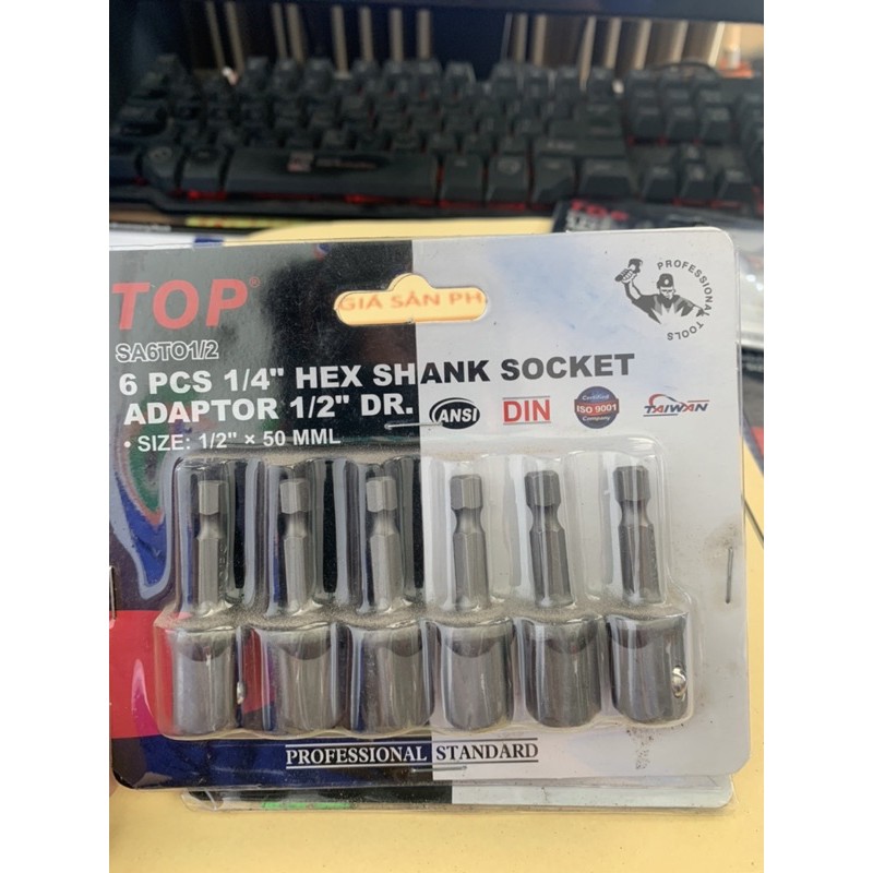 Đầu chuyển bắn vít ra bu long đuôi lục giác TOP SA6TO1/4” - SA6TO3/8” - SA6TO1/2”