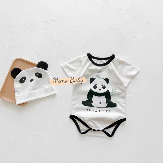 Set body chip cộc tay kèm mũ hình gấu panda đáng yêu cho bé QA22 Mimo Baby