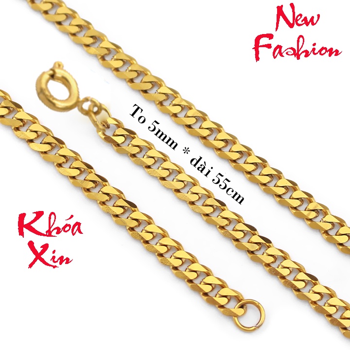 Dây chuyền nam kiểu lặc vát cạnh 5mm khóa xịn siêu đẹp, bền màu - Đem lại đẳng cấp phong độ cho người đeo