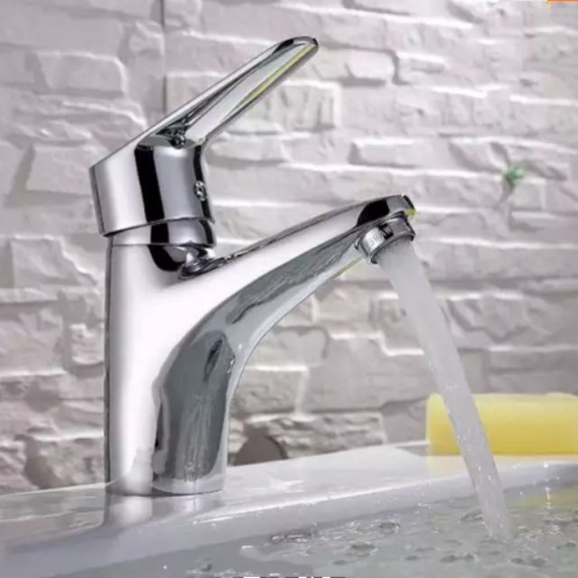 Vòi lavabo nóng lạnh Đồng mạ Chrome (Trắng bạc)