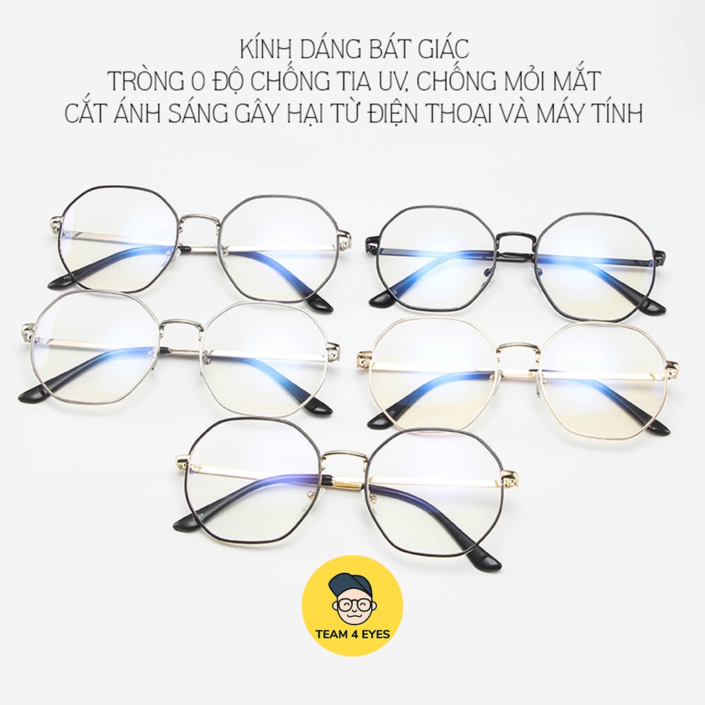 [ Ảnh thật ] Kính cận form bát giác tròn size tròng 5,2cm 0 độ cắt ánh sáng xanh | BigBuy360 - bigbuy360.vn