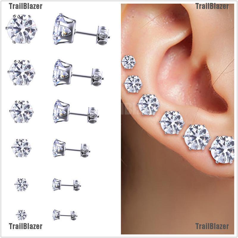 Khuyên Tai Tròn Đính Đá 3mm-8mm 6 Thời Trang