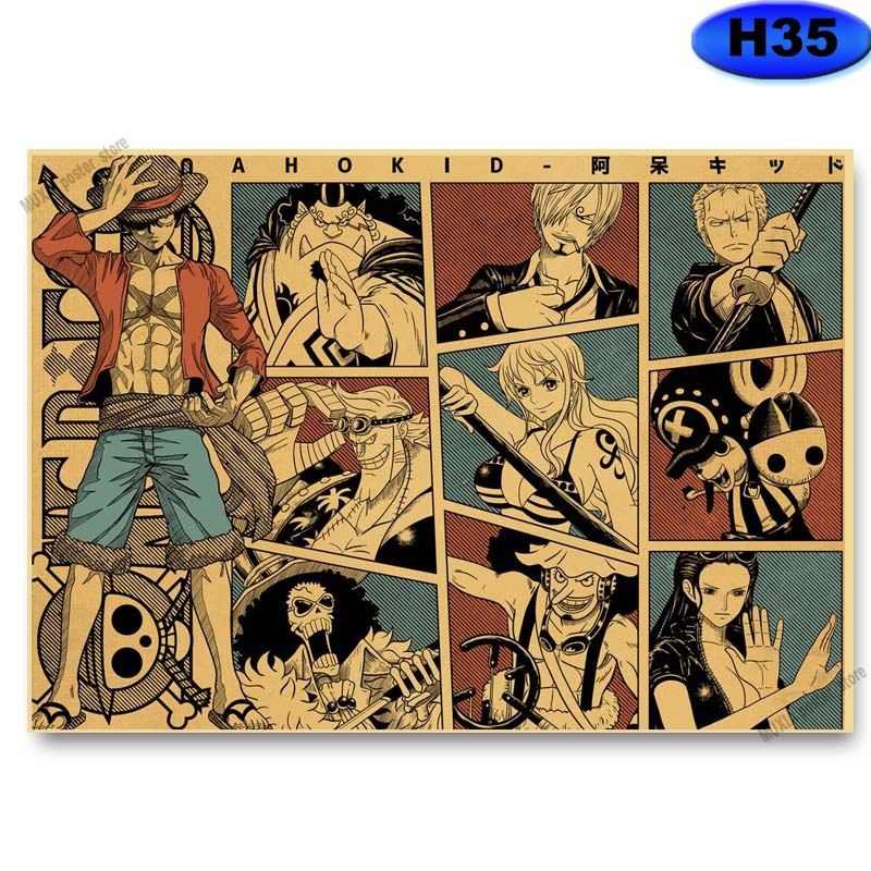 Poster Treo Tường Trang Trí In Hình Nhân Vật Anime Demon Slayer/Haikyuuu Phong Cách Vintage