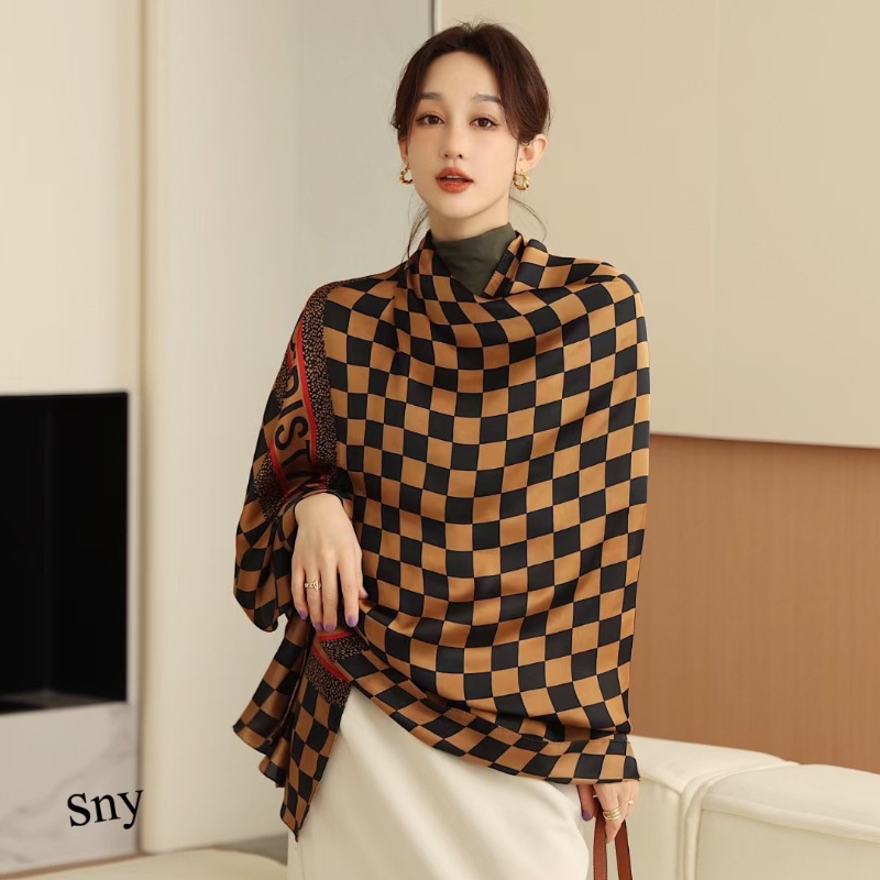 Khăn Choàng Cổ Dài Chống Nắng Bằng Lụa In Họa Tiết Thời Trang Đi Biển Mùa Hè Cho Nữ