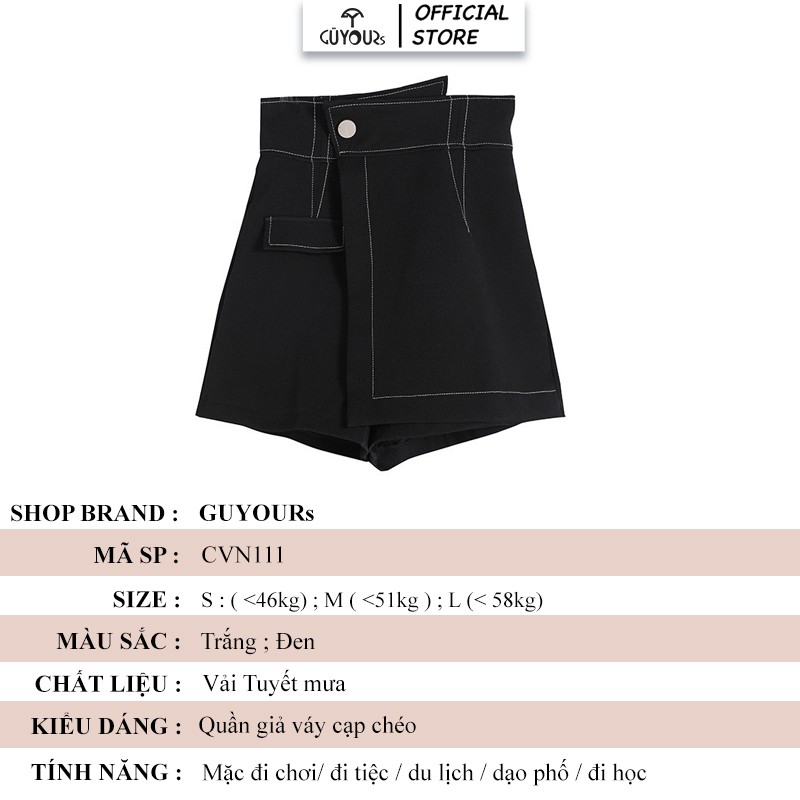 Quần giả váy cạp chéo viền chỉ nổi vải tuyết mưa cao cấp GUYOURs CVN111 | BigBuy360 - bigbuy360.vn