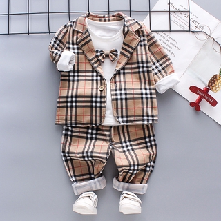Bộ quần áo kẻ sọc cho bé trai Bộ quần áo thời trang 3 chiếc Bộ đồ bé gái tập đi cho bé trai Áo khoác + Áo thun + Quần 1 - 4 Y