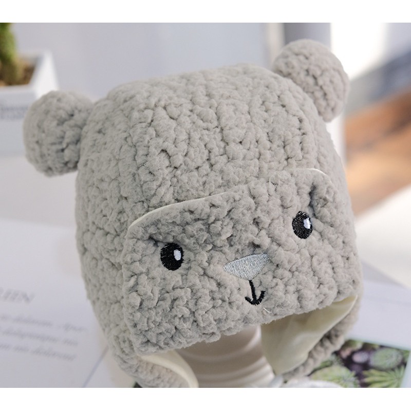 Mũ lông cừu tai gấu cho bé 6-12 tháng