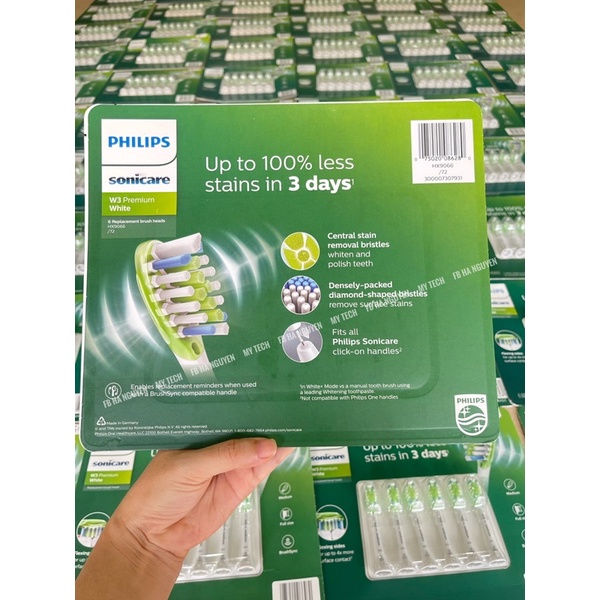 SET 6 ĐẦU BÀN CHẢI ĐÁNH RĂNG ĐIỆN PHILIPS W3 PREMIUM WHITE - DÒNG CAO CẤP LÀM SẠCH MẢNG BÁM