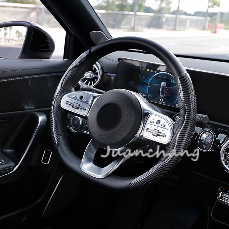Vỏ Bọc Vô Lăng Xe Hơi Bằng Silicon Sợi Carbon Chống Trượt 2 Halves 38cm 15inch