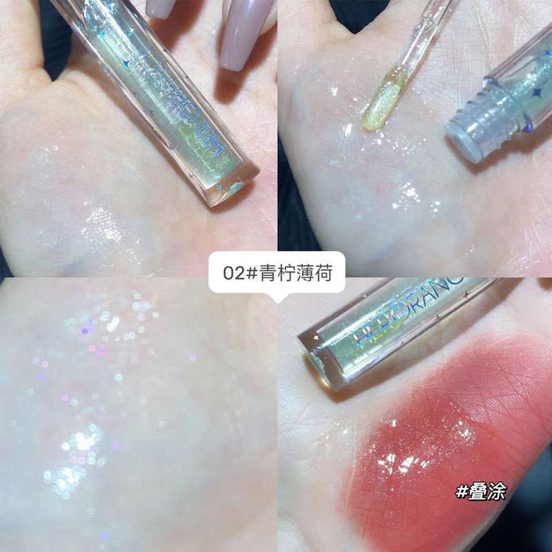 HERORANGE Son bóng dưỡng ẩm bạc hà có nhũ siêu xinh, son bón trong suốt