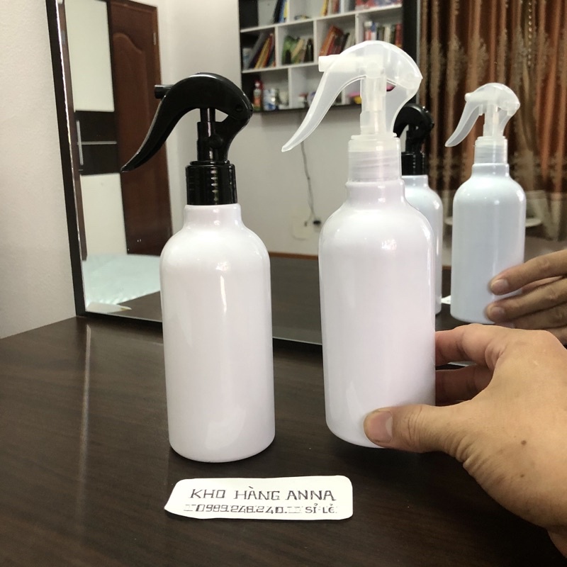 COMBO 10 Bình Chai nhựa màu trắng xịt phun sương  NHỰA MÀU TRẮNG - Chai đựng xịt khuẩn 500ml/ 300ml/ 200ml/ 150ml/ 100ml