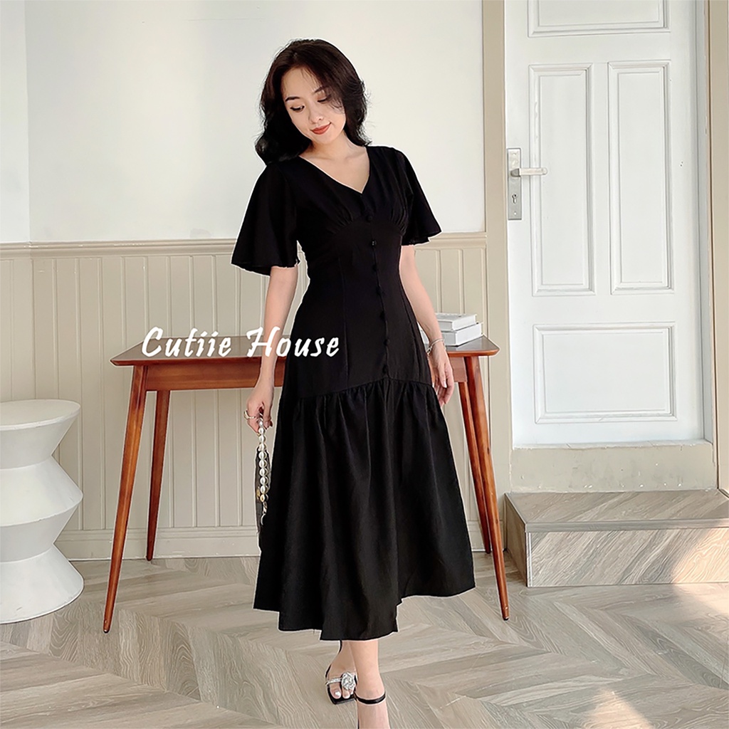 CÓ BIGSIZE - ĐẦM MIDI NÚT BỌC ĐUÔI CÁ