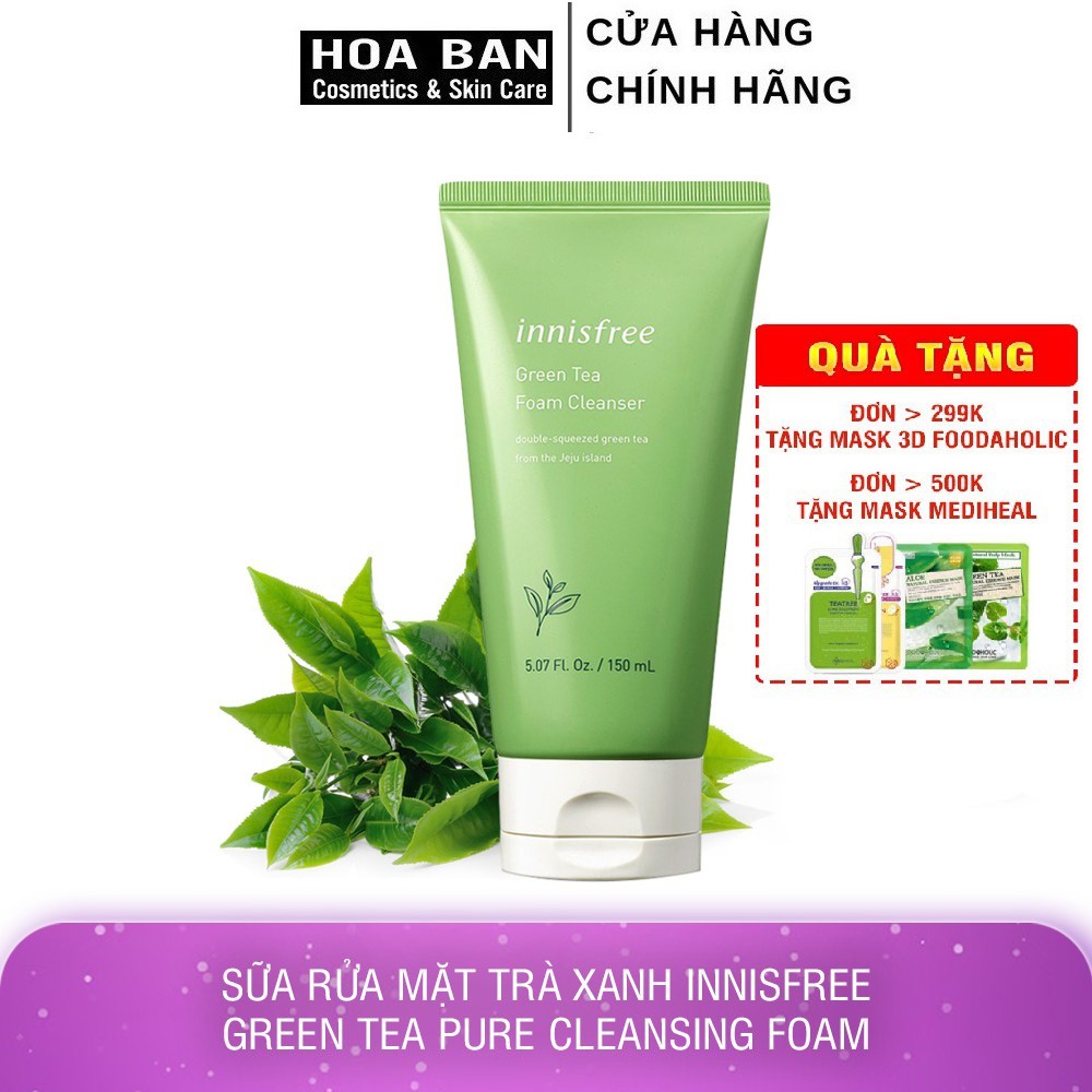 Sữa rửa mặt trà xanh Innisfree Green Tea Pure Cleansing Foam (mẫu mới)