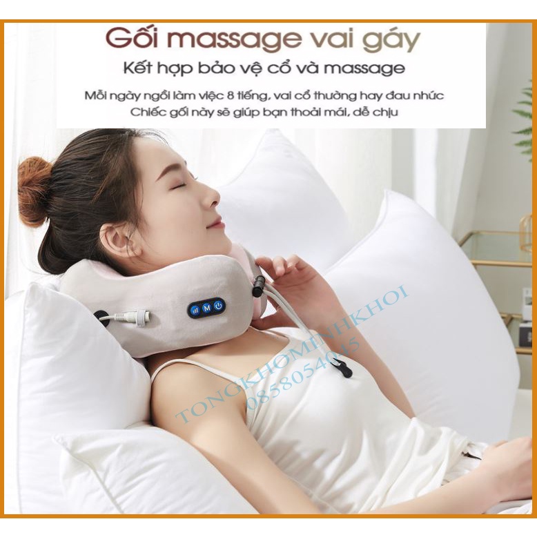 [LOẠI 4 CHỨC NĂNG] Gối massage cổ chữ U Đa Năng Cao Cấp, Máy Massage Cổ Vai Gáy Hỗ Trợ Mát Xa Vùng Cổ, Giảm Đau Vai Gáy