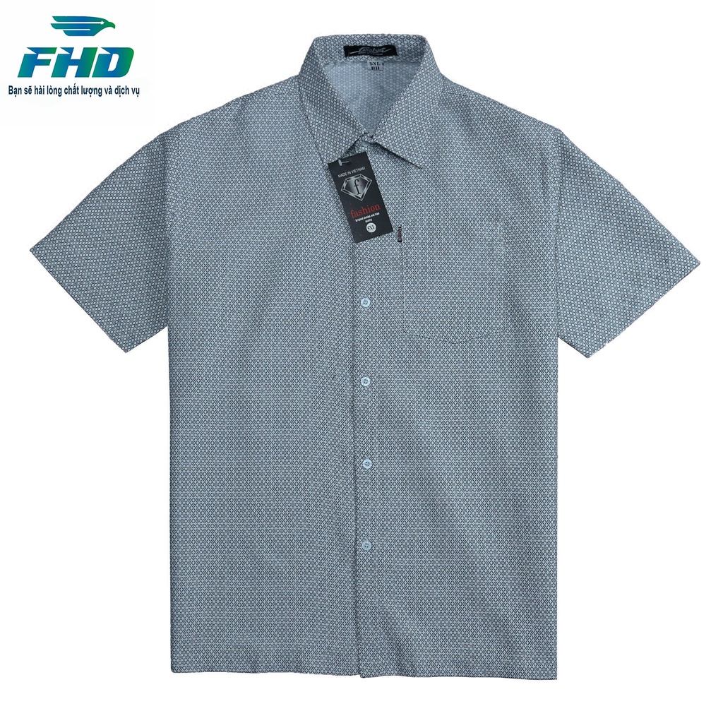 Áo sơ mi nam kate trung niên tay ngắn vải mềm mịn bền màu có size dành cho người 90kg FHDA011
