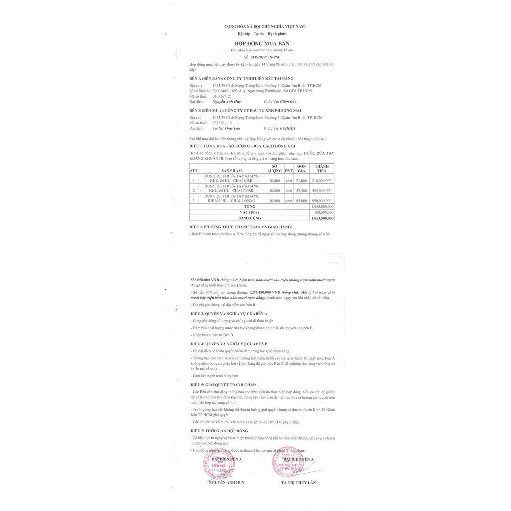 Nước rửa tay khô kháng khuẩn nano bạc - thương hiệu HL - 500ml | BigBuy360 - bigbuy360.vn