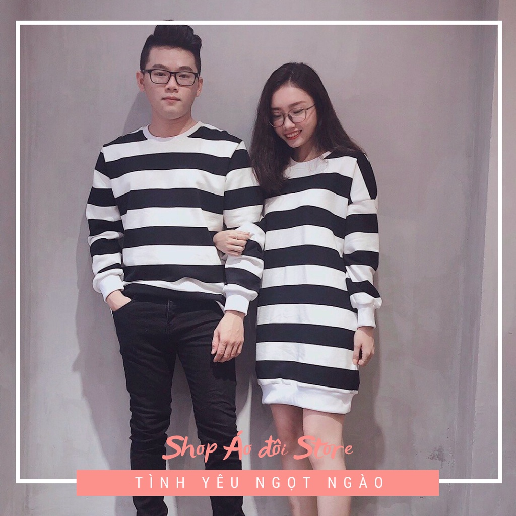 Đồ đôi nam nữ  thu đông gồm áo sweater nam và váy sweater nữ, chất liệu thun cotton cao cấp ! Hình chụp thật !