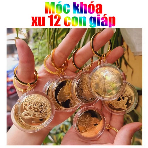 Móc Khóa 12 Con Giáp Đồng Xu Phong Thủy May Mắn