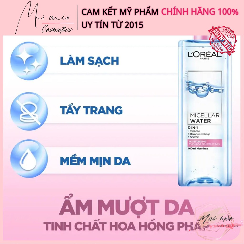 [𝓕𝓻𝓮𝓮𝓼𝓱𝓲𝓹] Tẩy trang l oreal - Tẩy trang loreal 400ml, loreal sạch sâu/da dầu/da thường/da mụn/da nhạy cảm [𝓜𝓪𝓲 𝓶𝓮𝓸] | BigBuy360 - bigbuy360.vn