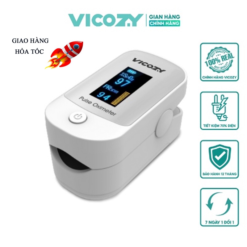 Máy đo Oxy trong máu SPO2 và nhịp tim YBK303, May đo nồng độ bão hòa oxy trong máu VICOZY