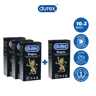 COMBO 3 hộp bao cao su size nhỏ 49mm Durex kingtex size 12 cái tặng 1 hộp cùng loại 12 cái