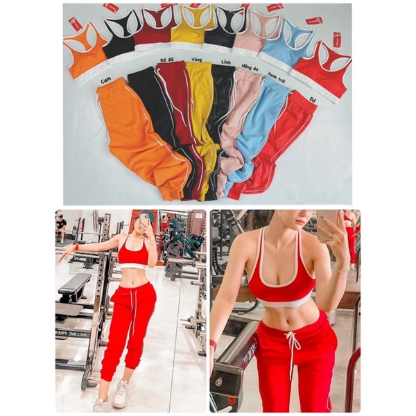 Set Dài Joger Tập Thể Thao Viền Trắng, Đen Siêu Hot, Chất Thun Mịn, Đẹp