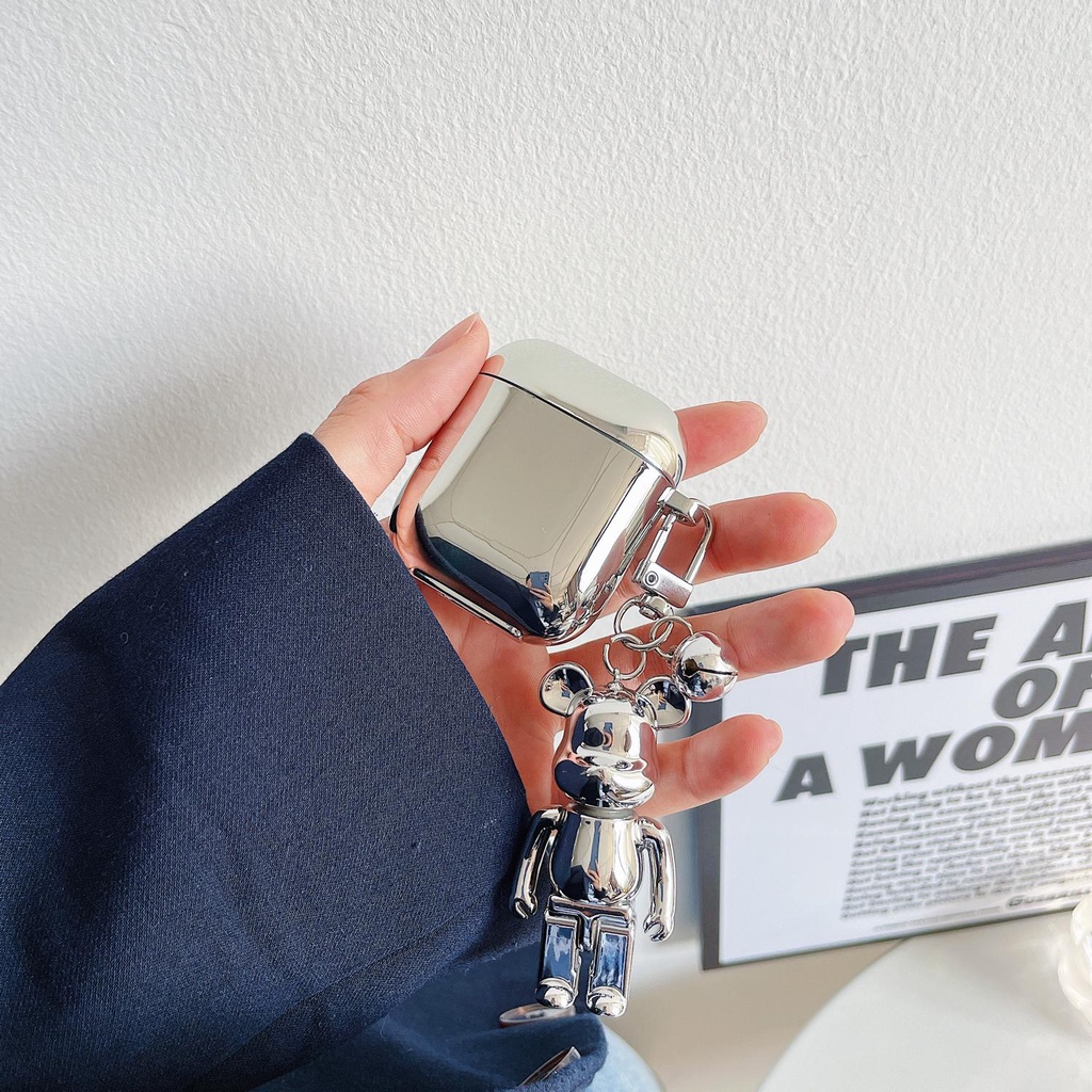 Vỏ bảo vệ hộp sạc tai nghe airpods 1/2 3 pro mạ điện chống sốc chống thấm nước họa tiết chú gấu dễ thương