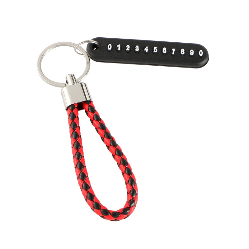 Móc Khóa Số Điện Thoại Gắn Chìa Khóa Xe Ô Tô Chống Thất Lạc Dây Bằng Da Nhiều Màu