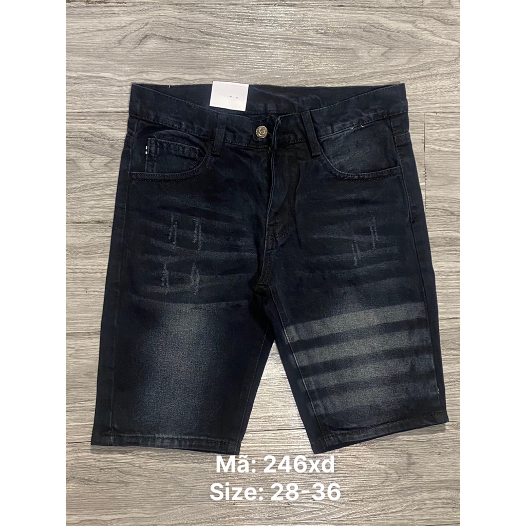 Quần Short Jean nam vải cotton không dãn sọc [Tnhung]