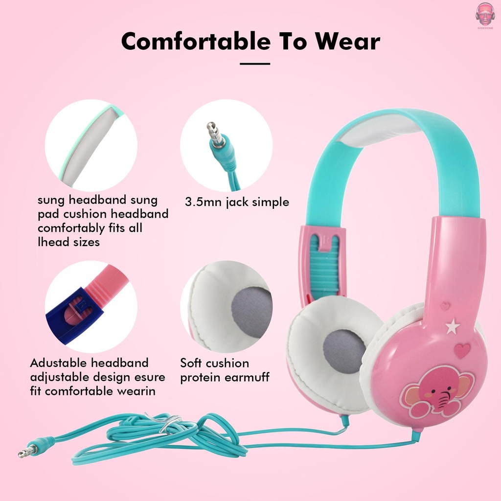 AUDI  KID101 Wired Headset Kids On Ear Headphones with 3.5mm Audio Jack & Volume Portable Cute Children Learning Headphone Compatible with Cellphones Computer MP3/4 Pad Tablet