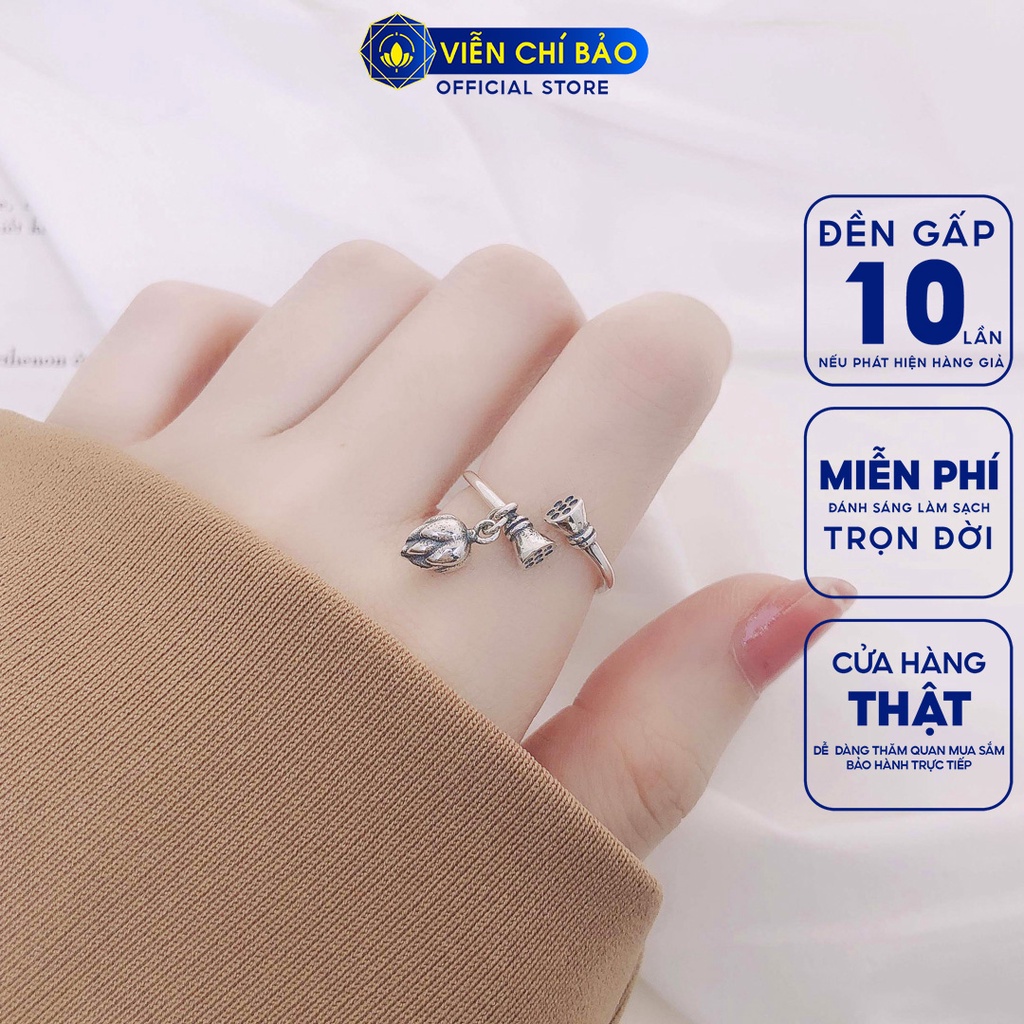 Nhẫn bạc nữ Đài sen chất liệu bạc Thái 925 thời trang phụ kiện trang sức nữ Viễn Chí Bảo N000356 N000357
