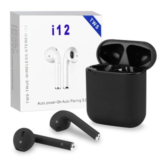 Tai nghe Bluetooth i12 TWS bluetooth 5.0 cảm biến vân tay - hỗ trợ Siri (Black)