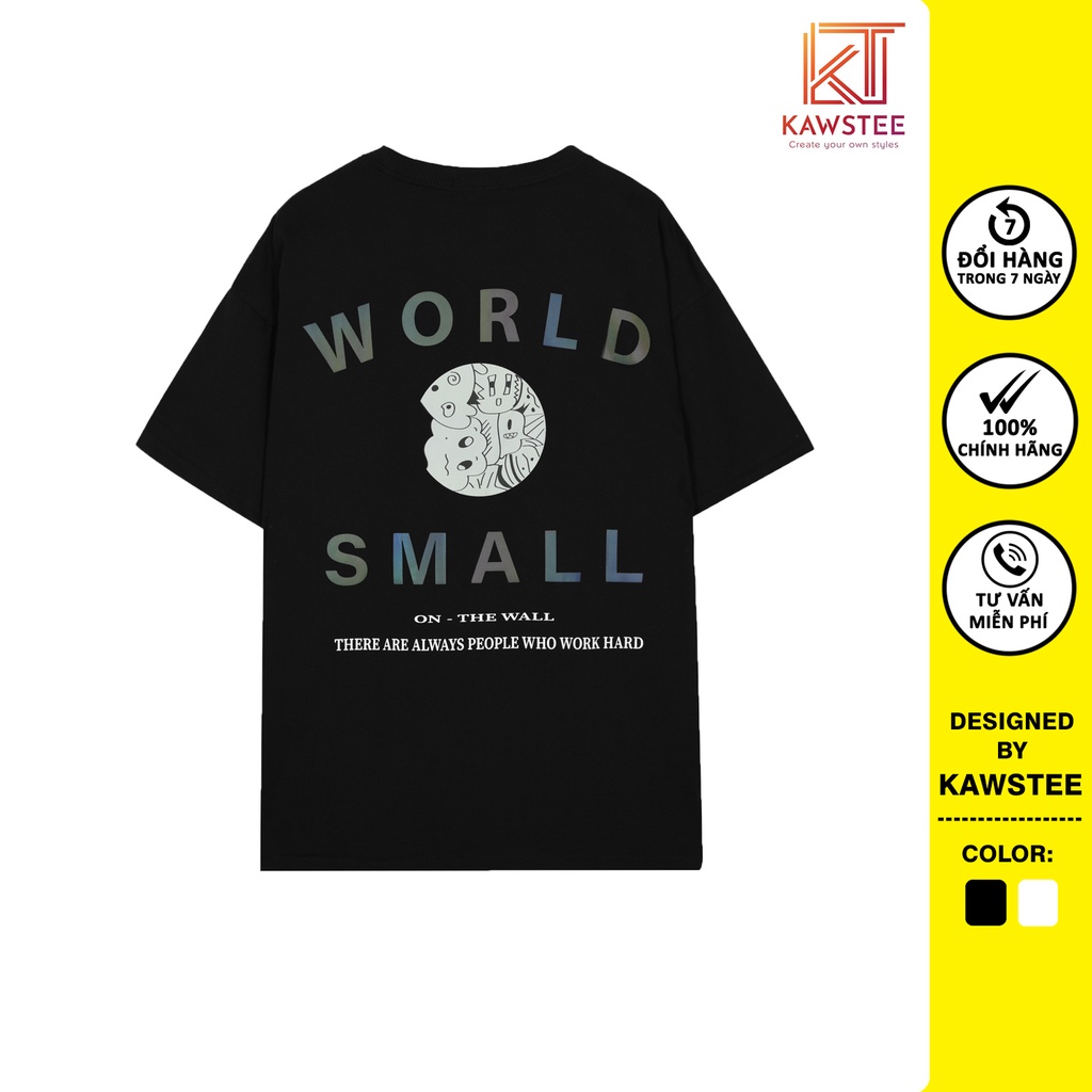 [Mã BMBAU50 giảm 50K đơn 150K] Áo thun Unisex KAWSTEE tay lỡ nam nữ form rộng phản quang oversize áo phông in hình