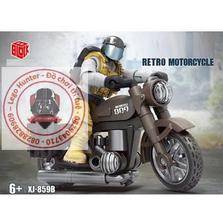 Non mega bloks XJ 859B Retro motorcycle mô hình lắp ráp lính đặc nhiệm đi xe máy